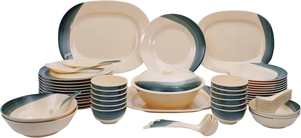 Dinner Plates,Classic Pottery tableware,Ceramics Dinnerware Set, European Luxury | 52 Pieces Lotus Pattern Bone China Dinner Set