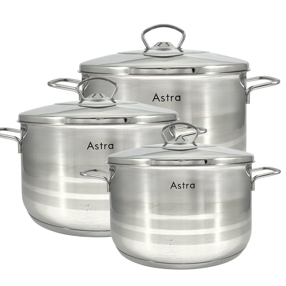 Alfa 6-Piece Cookware Set (32cm, 28cm, 26cm) | Premium Stainless Steel 18/10 | Made in Turkey | 3-Year Warranty