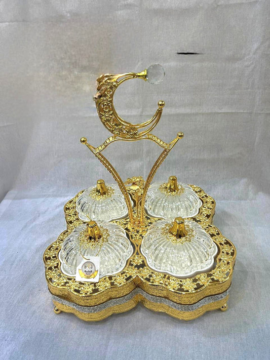 Elegant Gold-Plated Serving Set with 4 Containers