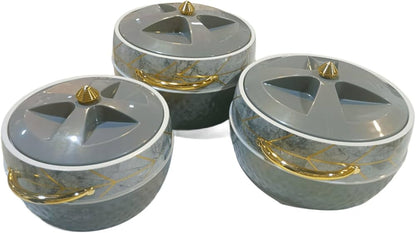 majestics Thermal Insulated Casserole Hot Pot Food Warmer set of 3(1.3-2.25-2.95)L In elegant turquoise with gold