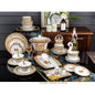 Dinner Plates,Classic Pottery tableware,Ceramics Dinnerware Set, European Luxury | 52 Pieces Lotus Pattern Bone China Dinner Set