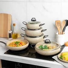 5-Piece Granite Nonstick Cookware Set with Glass Lids – Induction Compatible (Copy)